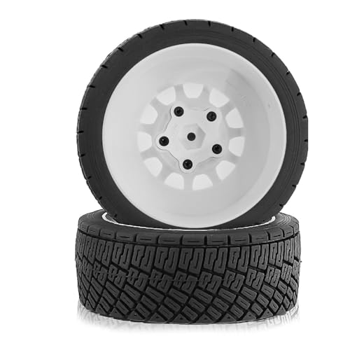 1/8 1/10 1/7 RC On Road Tires OD 3.94'' And Rally Racing Wheels 12mm 14mm 17mm Hex For 1:8 1:7 1:10 Street Touring Drift Car ARRMA Typhon 6S Losi Kyosho Tamiya TT02 HPI WR8 HSP 4PCS (White) - color: White