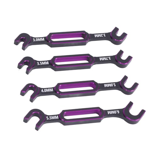 4PCS RC Wrench, Premium Aluminum Alloy Turnbuckle Nut Ball Joint Remover Tool, 3.0, 3.2, .5, .7, 4.0, 5.0, ., 6.0mm Sizes Tool for RC Car, Boat, Drone, Crawler, Truck DIY (Purple) - color: Purple