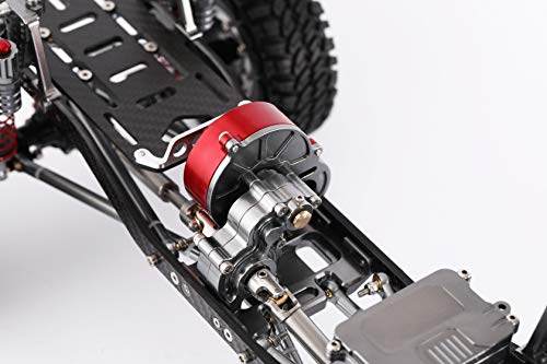 1/10 RC Car Transmission Case Gearbox with Gear Full Alloy Assembled for SCX10 SCX10 II 90047 RC Crawler Car (Titanium) - color: Red