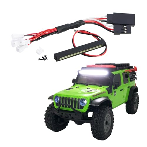 Plastic Roof Round Light LED Strip Lights Bar Bumper Spotlight for 1/30 RC Crawler Car SCX30 Jeep Wrangler Part (White Roof Light Bar)