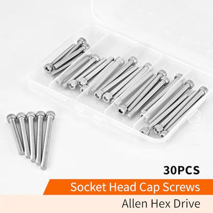 M5 x 40mm 45mm 50mm 55mm 60mm Hex Socket Head Cap Screws Bolts 304 Stainless Steel Allen Hex Drive Metric Machine, Fully Threaded, Assortment Kit 30PCS - size: M5 x 40/45/50/55/60mm (30PCS)