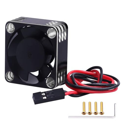 30mm RC Cooling Fan Kit Heatsink for 540 550 Brushed Brushless Motor ESC Aluminum Case (Black&Silver) - color: Black&Silver