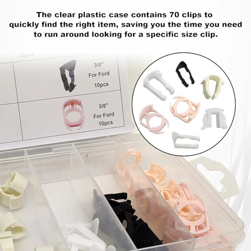 TOPCNOEM 70pcs Fuel Line Retainer Clip Assortment Kit, 5/16" & 3/8" Fuel Lines, 7 Popular Sizes, Compatible with Ford GM
