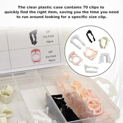 TOPCNOEM 70pcs Fuel Line Retainer Clip Assortment Kit, 5/16" & 3/8" Fuel Lines, 7 Popular Sizes, Compatible with Ford GM