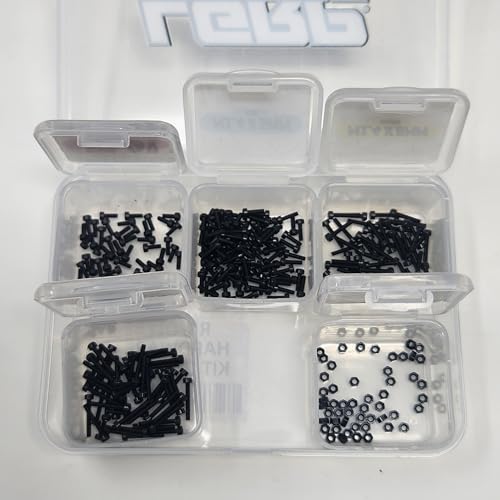 LGRP® Little Guy Racing Parts Refuel Hex Head Screw & Nut Hardware Kit 1.4mm (Black) for SCX24 1/24 Scale RC Car Truck 4mm 5mm 8mm 10mm Screws & 1.4 Non Locking Nuts 300 Piece Total LGRFH001