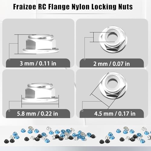 12Pcs M2 Flange Lock Nuts Metric Nylon Inserted Hex Self-Lock Non-Slip Aluminium Self Clinching Nuts for 1/24 RC Car Axial SCX24 Furniture DIY Industrial Construction Fasteners - color: Silver, size: 12Pcs