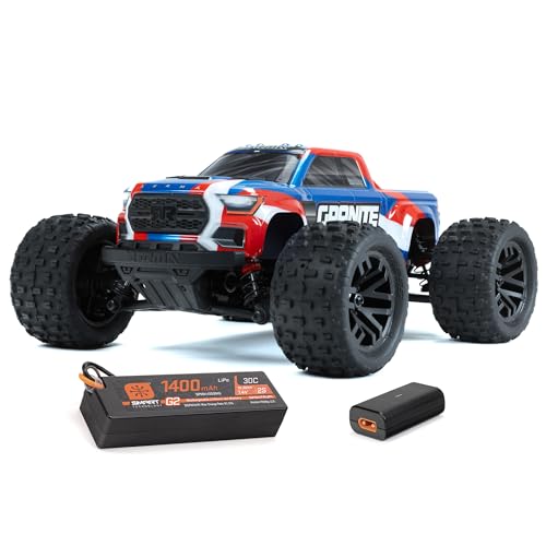 ARRMA RC Truck 1/18 Granite GROM MEGA 380 Brushed 4X4 Monster Truck RTR with Battery & Charger, Blue, ARA2102T1 - color: Blue