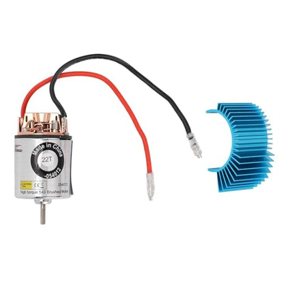 Bewinner 540 RC Brushed Motor High Torsion Replacement for 1/10 RC Car Stainless Steel and Copper 1 Unit (22T) - size: 22T