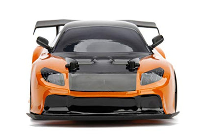 Jada Toys Fast & Furious Han’s Mazda RX-7 Drift RC Car, 1: 10 Scale 2.4Ghz Remote Control Orange & Black, Ready to Run, USB Charging (Standard) (99700)
