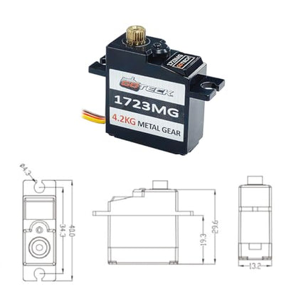 GOTECK 2PCS 17g Full Metal Gear Digital Servo, with 25T Servo Horn for 1/18 1/16 1/14 RC Car Model Boat Fixed-Wing Helicopter Airplane Robot Toy - color: Gs1723mb