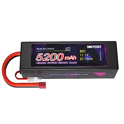 11.1V Lipo Battery 3S 5200mAh 80C Lipos Hard Case with T Connector for RC Car Trucks 1/8 1/10 RC Vehicles - color: T