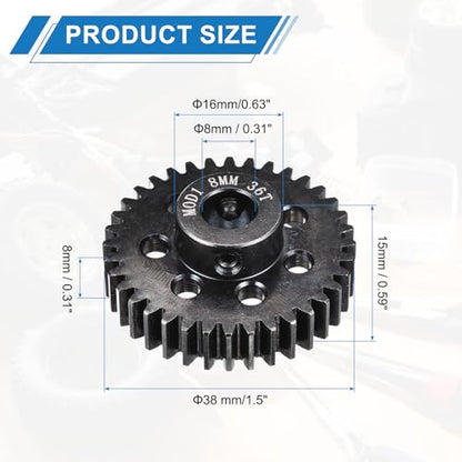 MECCANIXITY 1M 36T 40 Chrome Steel Motor Pinion Gears, 1.5" x 1.5" RC Motor Gears Fits 8mm Shaft Bore for RC Vehicles Truck Drift Remote Control Car Off-Road Crawler Parts, Black - style: 36T