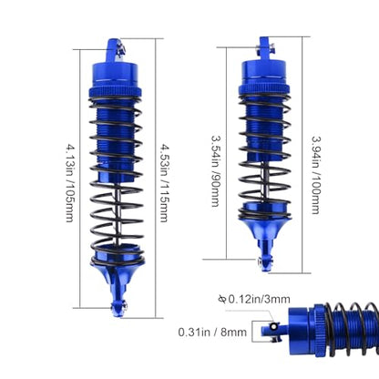 HobbyPark All Metal Shocks for Traxxas Rustler 4X4 VXL Slash 2WD 4x4 Hoss Stampede Bandit Nitro Shock Absorber Damper Set 1/10 Upgrades Parts Replace of 5862 (4-Pack) (Blue)