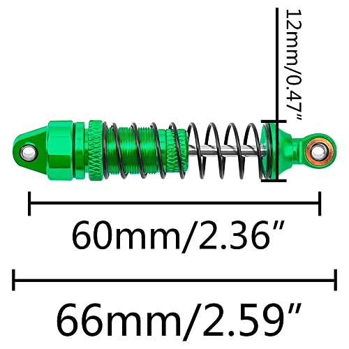 Aluminum Front & Rear Shocks Absorber Dampers Suspension Shocks #7660 7665 Compatible with Traxxas 1/18 LaTrax Teton Desert Prerunner RC Car (Green) - color: Green