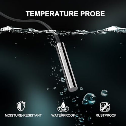 DROK 10K Temperature Sensor Probe 3pcs, 1 Meter Waterproof Stainless Steel NTC Temperature Probe for Various Water Dispensers, Air Conditioners, Refrigerators, Freezers, Water Heaters, Dishwashers