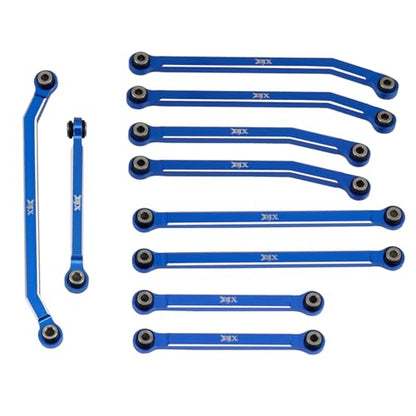 DJX CNC Aluminum High Clearance 4-Link w/Steering Link Set for 1/18 RC Crawler Redcat Ascent-18(Blue) - color: Blue