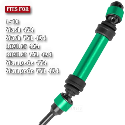 RC Drive Shaft CVD Axles Upgrades Part for 1/10 Slash VXL 4X4,Rustler VXL 4X4,Stampede VXL 4X4,#45 Steel Front Rear Driveshaft with Hex,Green - color: Green - Upgrades