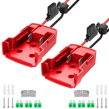 2 Packs 18V Adapter for Milwaukee M18 Battery Adapter for Power Wheel Battery Upgrade Conversion Kit with Switch, Fuse & Wire Terminals, 12AWG Wire, Power Tool Power Connector for DIY Rc Car Toys - size: 2 Pack
