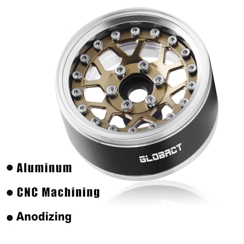 GLOBACT 1.9 Beadlock Wheel Rims for TRX4 TRX6 Axial SCX10 Redcat GEN7, BR | Aluminum RC Wheel Hub, Adjustable 4 Offsets, 1/10 RC Crawler Upgrade - color: Bronze