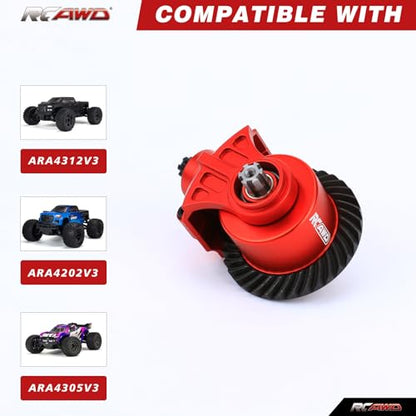 RCAWD 30K Oil, 20% Faster, 40CrMo Gear, Front Rear Diff Set 34T 13T, Enlarged Spiral Teeth for Big Rock, Granite, Senton, Vorteks, Typhon, Infraction, Vendetta 3S & Kraton Outcast Mojave 4S