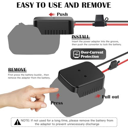 2 Packs Adapters Compatible with Makita 18V Battery for Power Wheel Battery Adapter, Power Tool, DIY RC Toy Car, Power Connector Conversion Kit with Switch & Fuse, 12AWG Wire, Wire Terminal