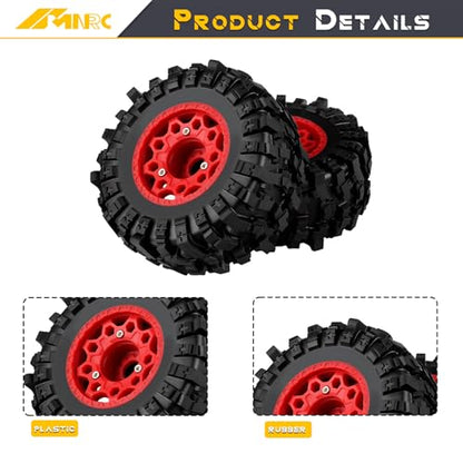 Plastic RC Short Course Truck Wheels and Rubber Tires & 12MM 14MM 17MM Hex Kit for 1/10 Arrma Senton Slash 4×4 2WD for Axial Losi Series Upgrade Part Red - color: Red