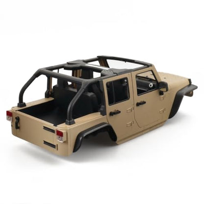 1/10 RC Jeep Wrangler Convertible Hard Shell Kit, for 1/10 RC Crawler TRX4 Axial SCX10 90046 90027 313 Wheelbase Shell Modification Accessories (Khaki) - color: Khaki