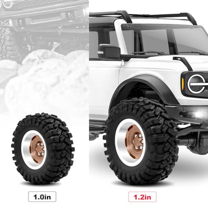 OGRC 1.3 Beadlock Wheel Tires -4mm Offset Wheels for 1/24 1/18 SCX24 TRX4M | Aluminum, 7mm Hex, Sticky Compound Rubber, for TRX4M AX24 FCX24 RC Carwler Car, Brown - color: Brown
