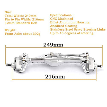 1/10 RC Car Aluminum Alloy Front Portal Axle Assemble for Capra 1.9 UTB AXI03004 RC Crawler Upgrades (Silver) - color: Silver