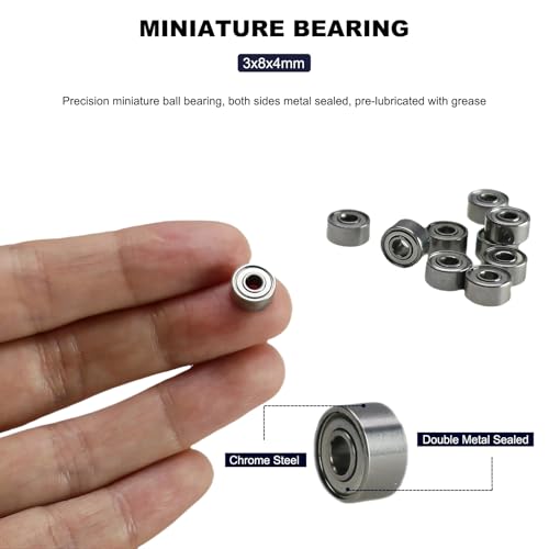 20 PCS 693ZZ Double Shielded Deep Groove Ball Bearings - 3mm x 8mm x 4mm, Carbon Steel Bearings for Skateboards, Bicycles, Motorcycles, and More (693-ZZ) - size: 693-ZZ