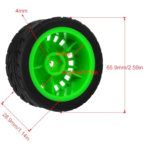 2.59" Rubber Tires & Nylon Wheel Rims 12mm Hex Hub Compatible with HSP Tamiya HPI Kyosho Redcat ExceedRC 1/10 On-Road Touring Car,WLtoys 1/14 144001 RC Buggy (green) - color: green