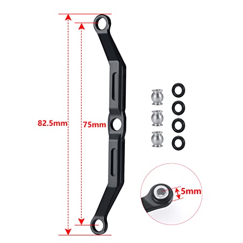 RCLIONS Aluminum Steering Link for 1/18th TRX4M RC Crawler Car Upgrades (Black) - color: Black