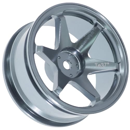 REDSPIDER • 1/10 RC Drift Wheels Rims 12mm Hex Alloy Aluminum for 1:10 Scale Rally Racing Car Tires Tamiya TT01 TT02 XV01 TA06 A959 PTG2 HPI KYOSHO HSP PTG2 Touring Street Tyres 4PCS (Titanium) - color: Titanium