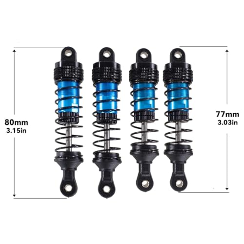 4PCs Upgraded Shock Absorbers Front ＆ Rear Hydraulic Shock Absorbers for MJX Hyper Go SCY Wltoys H16BM H14BM 14301 14302 14303 1/12 1/14 1/16 RC Car Upgrade Parts (77mm 80mm Blue) - color: 77mm 80mm Blue