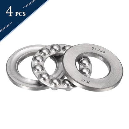 Thrust Ball Bearings, 4pcs 51206 Plane Axial Ball Bearing 3-in-1, 30mm x 52mm x 16mm Chrome Steel ABEC3 Single Row Roller - size: 51206 30mm x 52mm x 16mm
