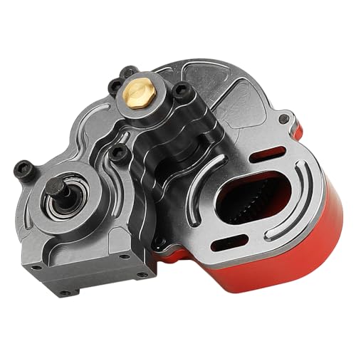 All Metal Complete Gearbox Transmission with Motor Gears for 313mm Wheelbase 1/10 RC Crawler Truck Axial SCX10 & SCX10 II DIY Upgrade Parts (red-Titanium) - color: Red-titanium