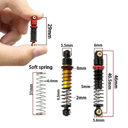 4PCS 40mm shocks Damping Shock Absorber Damper for 1/24 Axial SCX24 AXI90081 RC Crawler Car Upgrade Parts (Black) - color: Black