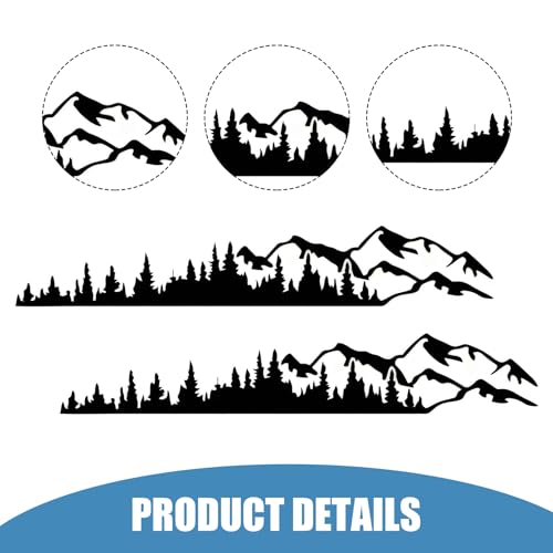 2 PCS Car Mountain Tree Forest Vinyl Decals, 39.4" x 6.7" Self-Adhesive Waterproof Car Body Door Side Stickers Decoration, Universal for Most Cars, SUVs, RVs, Trucks