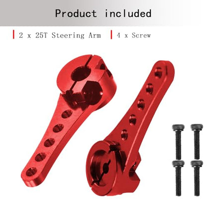 2Pcs Aluminum 25T Servo Horn Long Steering Servo Arm 46mm Length for DIY RC Car/Boat/AirplanesBoat Model Accessories with M2.5 Screws(Red)
