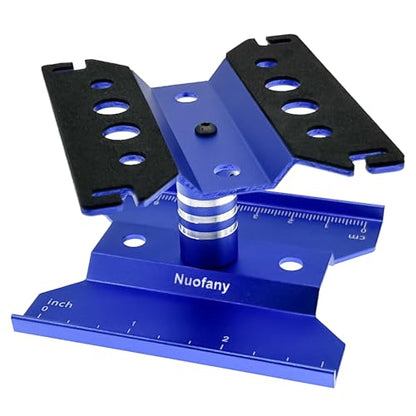 RC Car Aluminum Repair Workstation 360 Degree Rotation Lift Lower Work Stand w/Screw Tray for SCX24 TRX4M FCX24 1/16 1/18 1/24 Scale RC Truck Crawler Buggy (Blue) - style: Blue