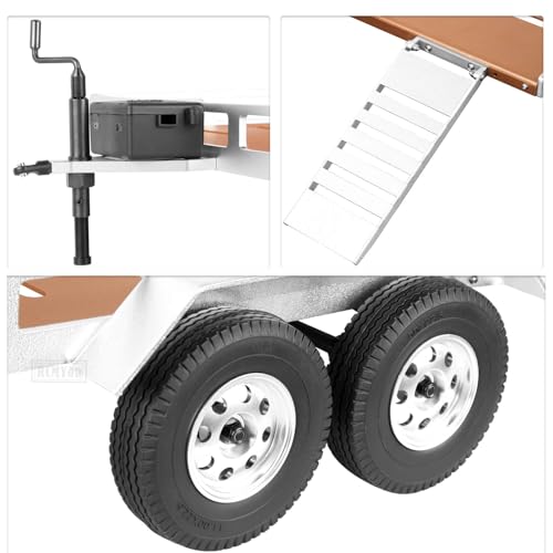 Aluminum RC Trailer for 1/10 1/8 RC Crawler TRX4 TRX6 Redca t Scout II Gen8 Tamiya Scx10 II D90 Wraith,RC Heavy Duty Truck and RC Rock Cars Trailer with RC Trailer Hook Coupler,Brown - color: Brown - (Aluminum Rc Trailer