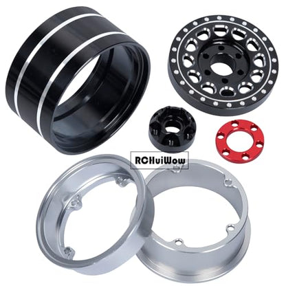 RC Wide 1.57'' (40mm) 2.2 Beadlock Wheels for SCX10 Capra Wraith Ryft / TRX4 AMG 6x6 / Gen8 Everest Gen 7 Pro,Adjustable 4 Offsets Rims,4Pack,Black w/Red - color: Black W/ Red(4pcs)