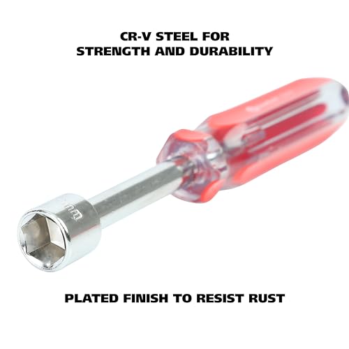 GreatNeck ND71 7-Piece Metric Nut Driver Set, Chrome Vanadium Steel Nut Drivers, Rust-Resistant Finish Nut Drivers Set, Acetate Nut Driver Handle, Color-Coded for Quick Identification - size: Metric