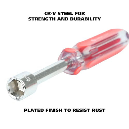 GreatNeck ND71 7-Piece Metric Nut Driver Set, Chrome Vanadium Steel Nut Drivers, Rust-Resistant Finish Nut Drivers Set, Acetate Nut Driver Handle, Color-Coded for Quick Identification - size: Metric