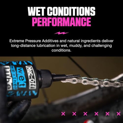 Muc-Off Chain Wet Lube 50ml | Biodegradable Bicycle Chain Lubricant Wet | Reduces Friction & Extends Chain Life | Wax-Based Formula Repels Water | Suitable for MTB & Road Bikes - size: 50ml