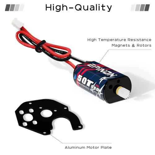 050 50T Brushed Motor with Metal Mount for AXIAL SCX24 Motor Bronco C10 JLU Gladiator Deadbolt B17 1/24 Axial SCX24 Upgrade Parts | For Bronco C10 JLU Gladiator Deadbolt B17 Upgrades - size: 50T