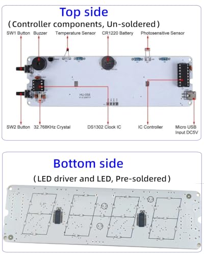 DIY Soldering Practice Kit, Digital Alarm Clock Soldering Kit, 4-Digit Display, RGB Color Modes, Electronic Soldering Project