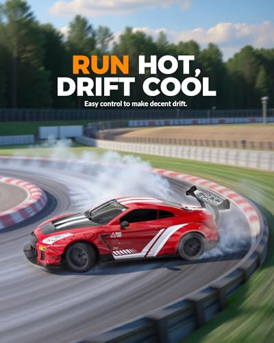 Drift RC Car, 1:20 Scale 2.4GHz 4WD 20KM/H Remote Control Cars | drift tires & racing tires, 2 batteries, LED lights, proportional throttle control, red - color: Red