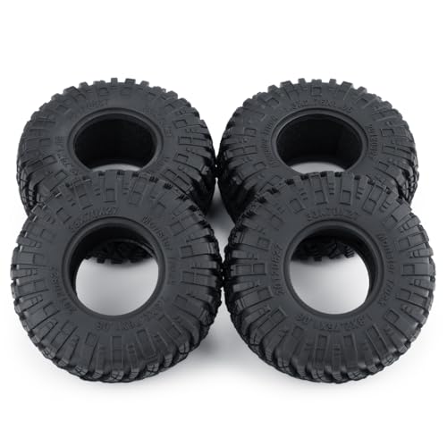 RCHUBAM 4Pcs 1.3" Rubber Wheel Tires for 1/18 TRX4M 1/24 SCX24 | H & W 70 * 27mm,1.3" Large RC Mud Tires,RC Upgrade Parts - color: Black a