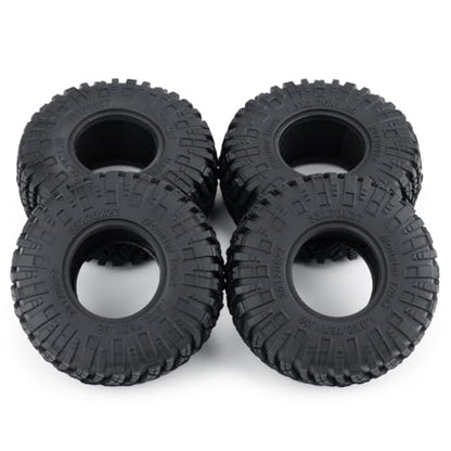 RCHUBAM 4Pcs 1.3" Rubber Wheel Tires for 1/18 TRX4M 1/24 SCX24 | H & W 70 * 27mm,1.3" Large RC Mud Tires,RC Upgrade Parts - color: Black a